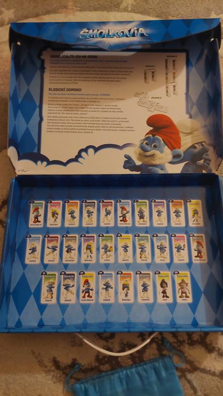 Šmolkovia domino + zberateľský kufrík,