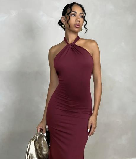 Dámske obtiahnute šaty s odhalenym chrbtom, l