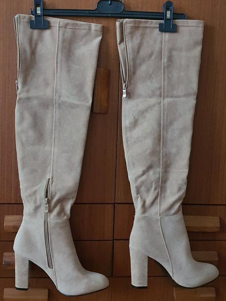 Semišové čižmy béžové, 37