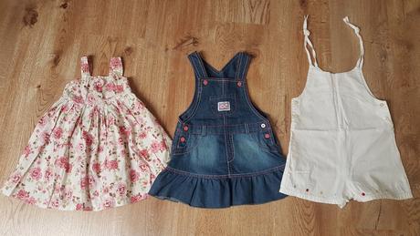 2x šaty, krátky nohavicový overal 80, 68–80