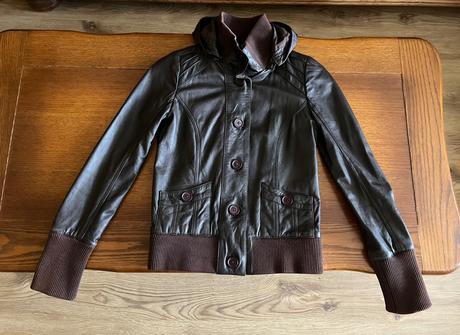 Kožená bunda review s kapucňou, review,xs