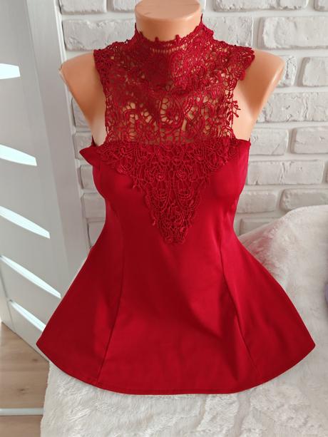 Uzasny peplum top s krajkou s,m sadne, m
