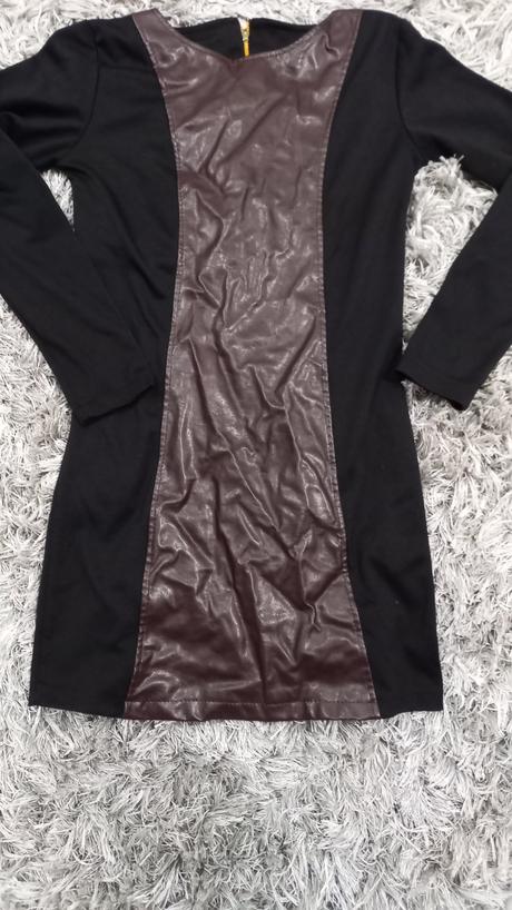 Puzdrove šaty s kožou nenosene, xs