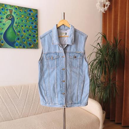 Štýlová vintage džínsová vesta little big, xl