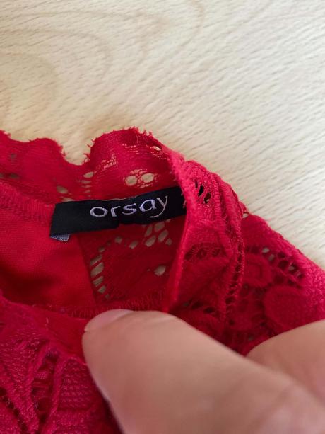 Orsay červené elegantné čipkované šaty, orsay,s