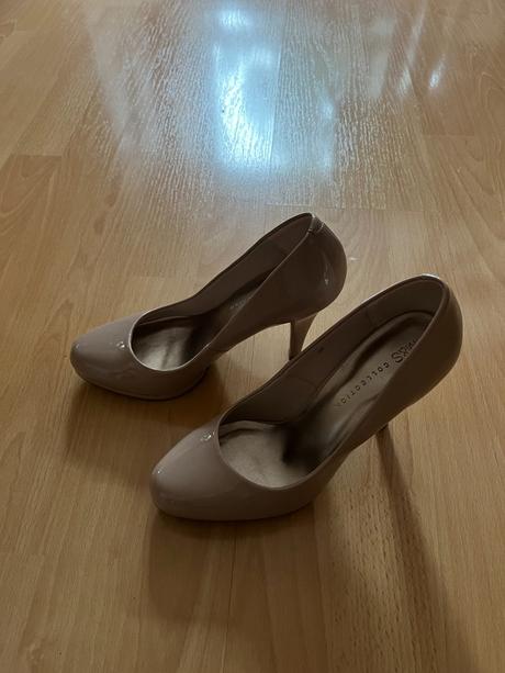 Bledoružové topánky na vysokom opätku m&s, marks & spencer,38