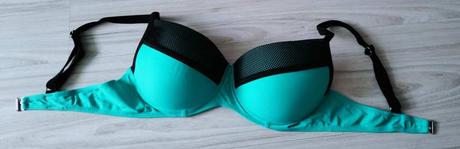 Plavková podprsenka tyrkysovo čierna, v.95c/100c, xl