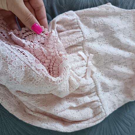 Ružové šaty s krajkou, h&m,140