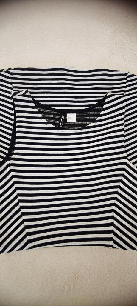 Šaty tmavomodrý prúžok s bielou, h&m,34