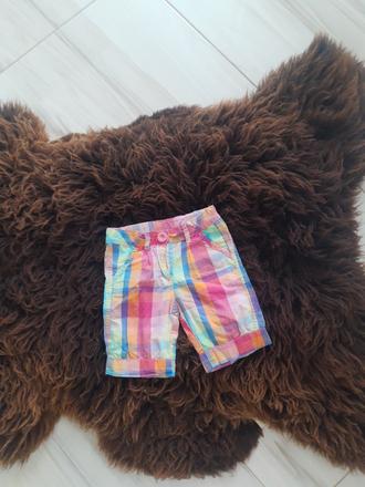 Detské farebné kockované kraťasy šortky, topomini,74