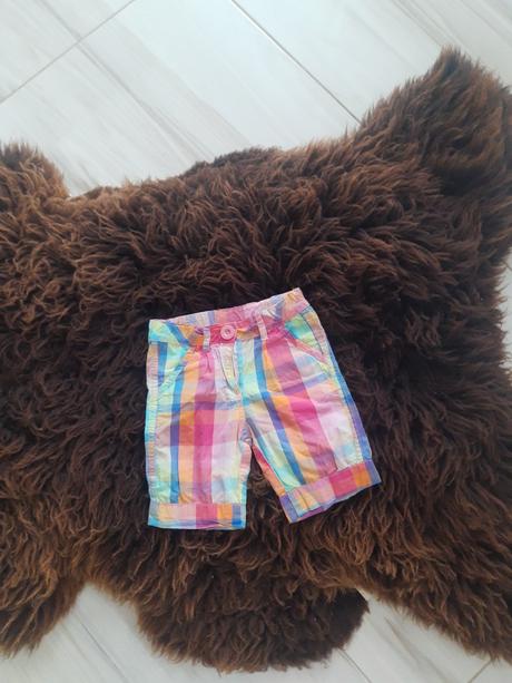 Detské farebné kockované kraťasy šortky, topomini,74
