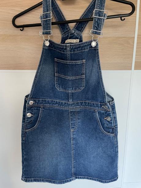 Šaty riflové s trakmi salopette, 140