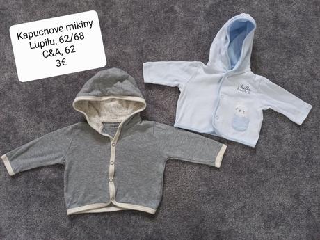 2 kapucnove mikiny, 62/68, c&a,62