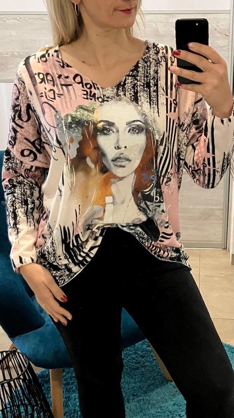 Dámske huňaté vzorované tričko (uni), l / m / s / xl