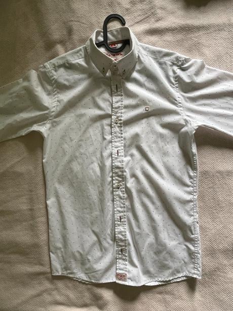 Biela bodkovaná pánska košeľa yellow skin, s