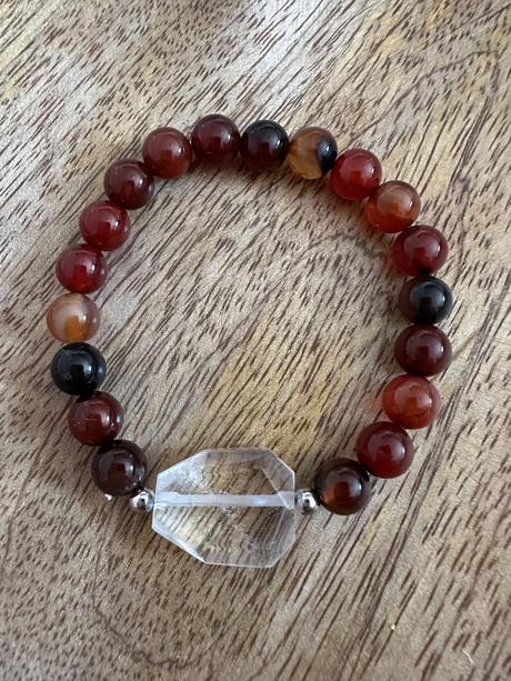 Náramok šťastia sardonyx s krištálom,