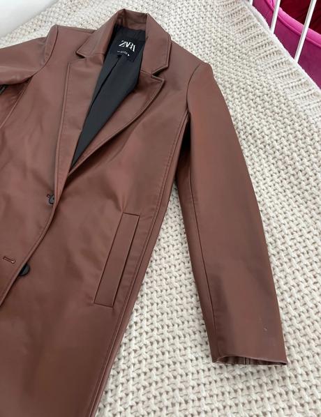 Krásny koženkový kabát zara, zara,s