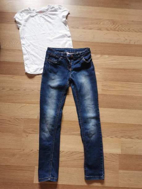 Mäkké skinny rifle + biele tričko, yigga,140