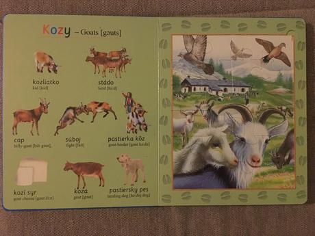 Knižka s 8-mi puzzle s anglickými slovíčkami, 