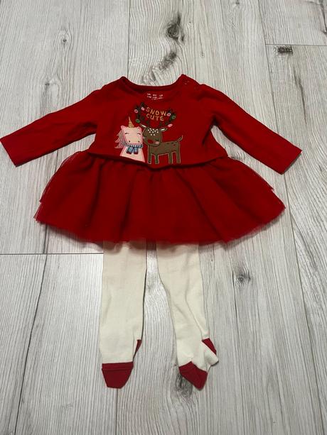 Vianočné šaty s pančuškami, 68