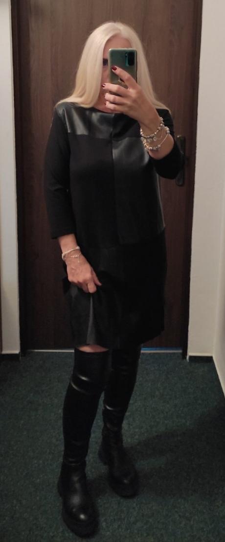 Šaty s eko kožou, angie,m