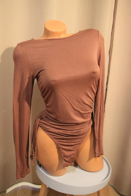 Hnedé elastické body tričko, s, s