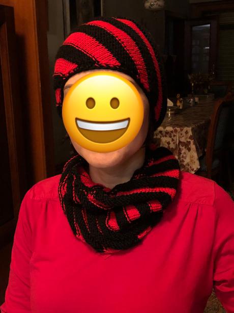 Pletená súprava, čiapka a tunel, 134 - xs