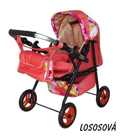 Kočík pre bábiky s prenosnou taškou  červený, 