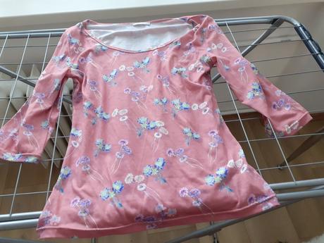 Bledoružové dámske tričko s kvetmi, new yorker,l