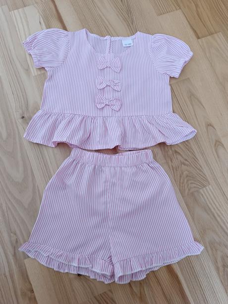 Ružovo biele pásikavé komplety mama a dcéra, s