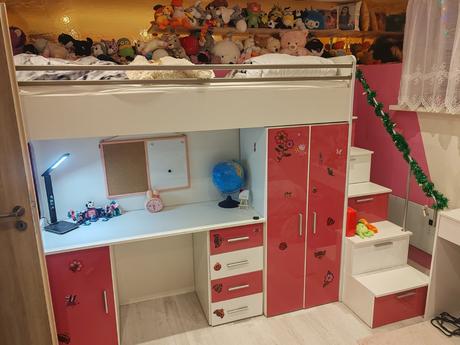 Detská poschodová posteľ zo stolíkom schodikmi aj, šírka (cm): 80,dĺžka (cm): 200