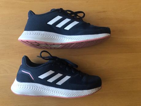 Tmavomodre tenisky s ruzovou podrazkou, adidas,34