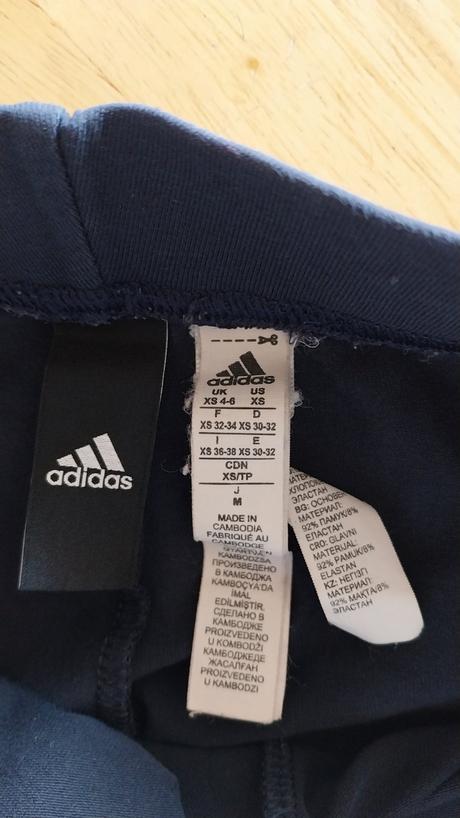 Modré legíny zn. adidas s potlačou na lýtku, adidas,xs