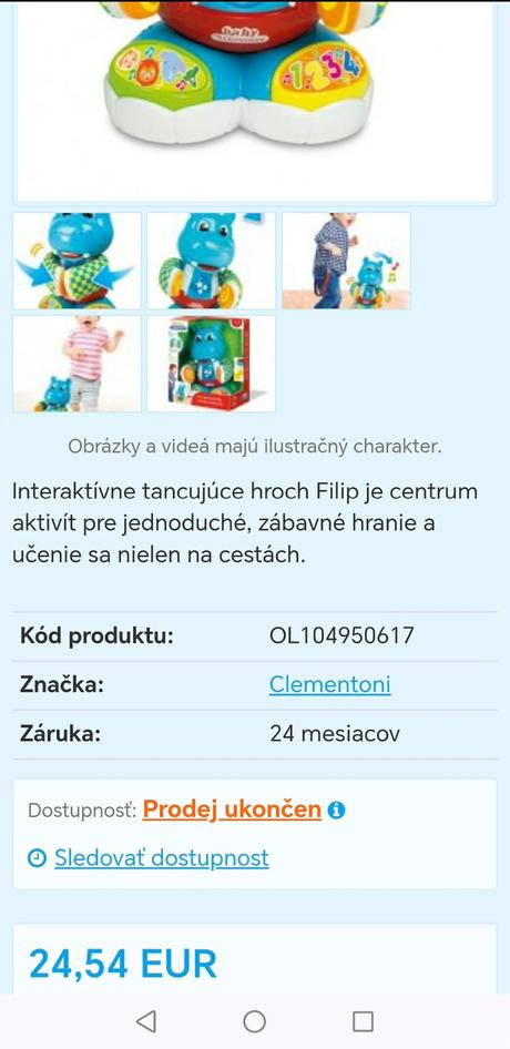 Tancujúci hroch filip clementoni, 