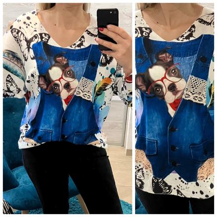 Dámske huňaté vzorované tričko (uni), l / m / s / xl