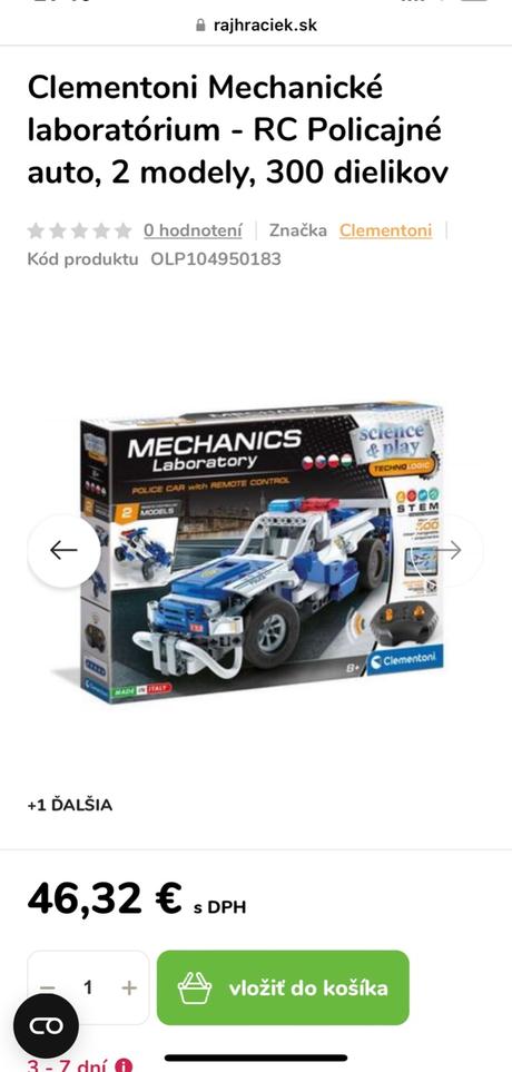 Policajné auto s ovládacím 2in1, 