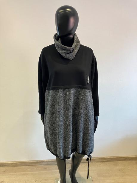 Dámske šaty oversize sivo-čierne (uni), l / m / xl