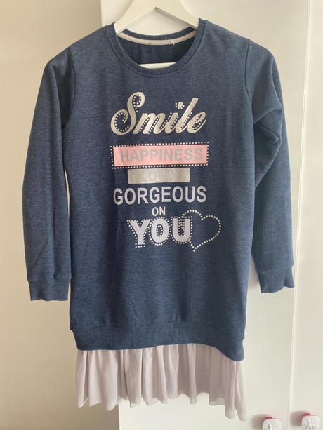 Teplákové šaty s tylovou sukňou, 164