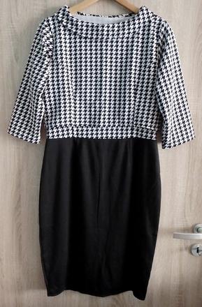 Peekaboo čierno-biele vzorované šaty + crop top, l