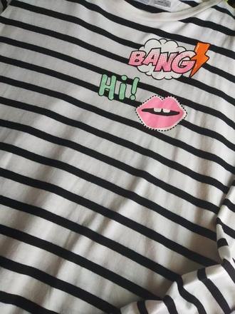 Pásikované šaty s komiksovou potlačou, bonprix,140