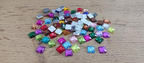 Našívacie kamienky - štvorec-10 mm - farebný mix 2, 