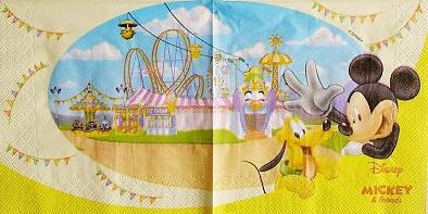 Servítka mickey a pluto v lunaparku 4ks (s348),