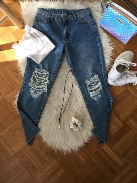 Perlickove potrhane rifle, calzedonia,xs