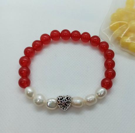 Náramok jadeit, riečne perly, 