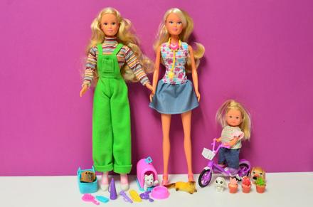 Bábiky steffi a evička + náhradné šaty, 