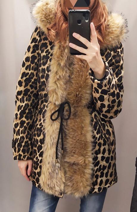 Leopardia bunda s kožušinou, m