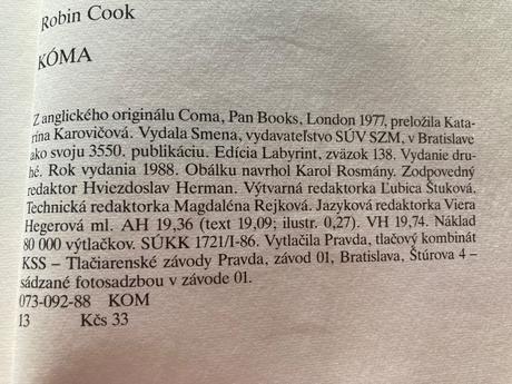 Kóma-druhé vyd.1988, 