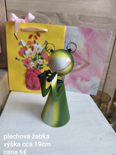 Dekorácia plechová žabka, 