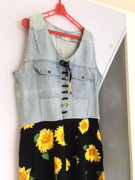 Letné slnečnicové maxi šaty m/l, l