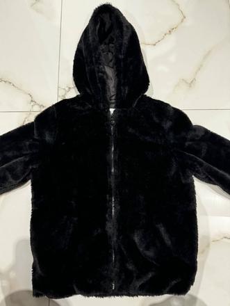 Čierna kožušinová krátka bunda, veľkosť 34, 34